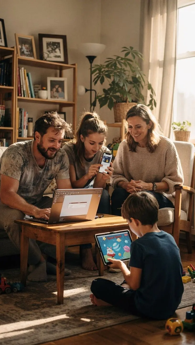 Team members using online collaboration tools for productivity